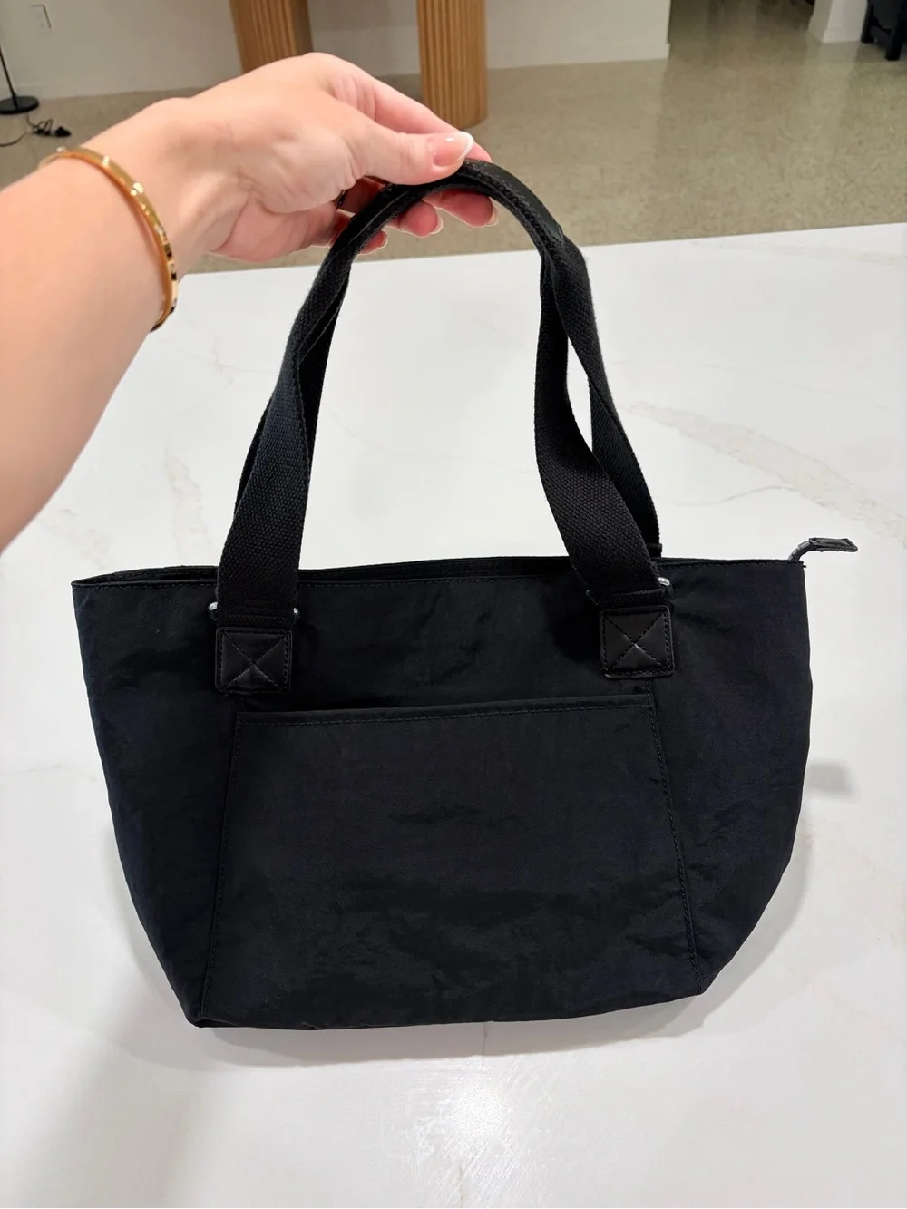 Kipling Black Nylon Shoulder Tote with Monkey Charm